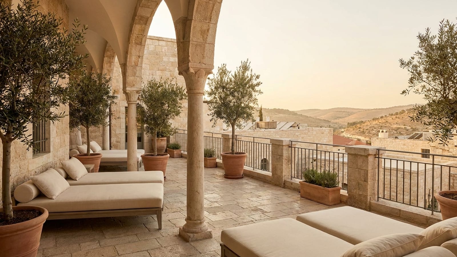 A sunny hotel terrace — the resort setting of Netanya's coastal hotels