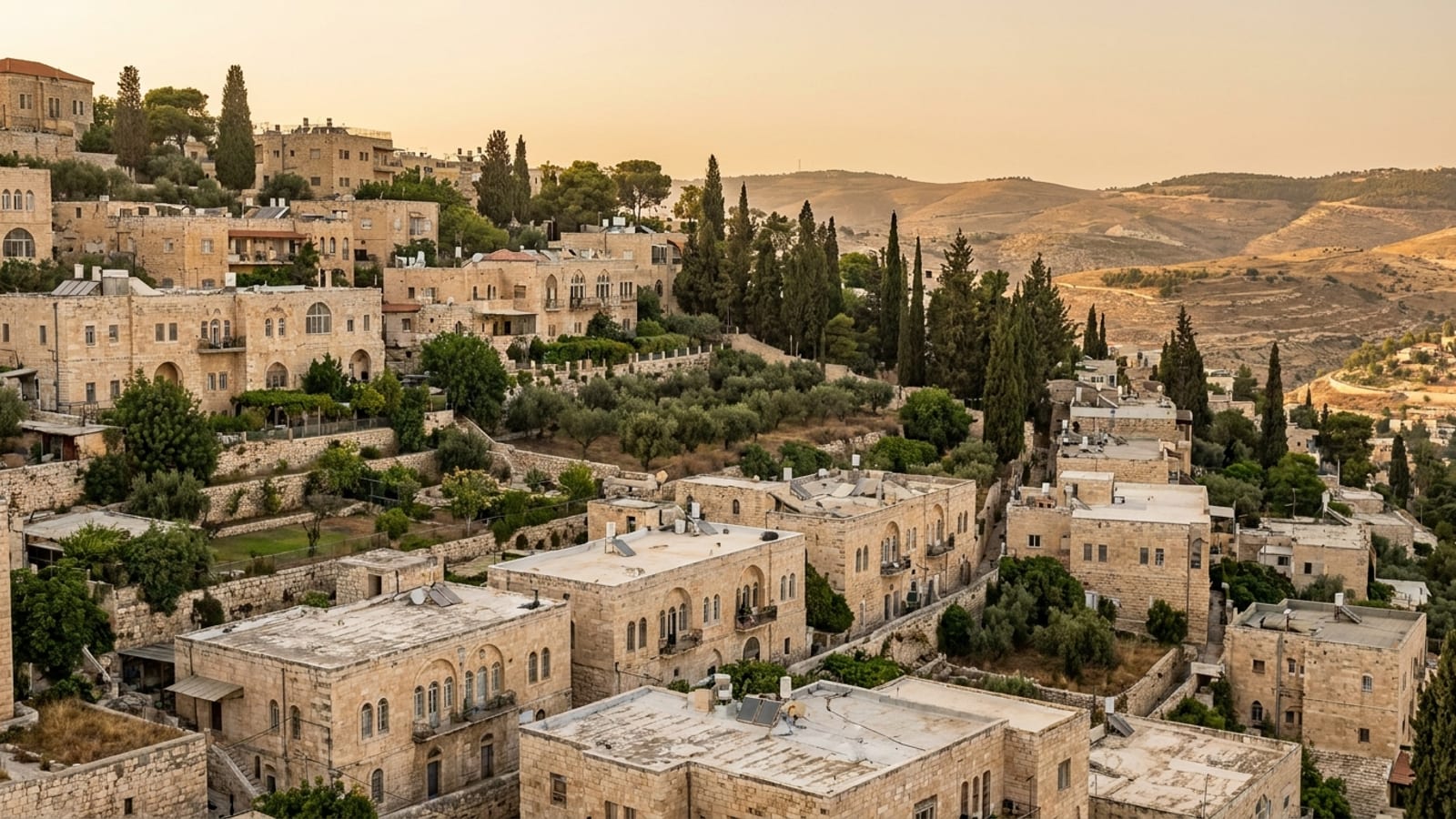 Rooftops of Jerusalem at golden hour